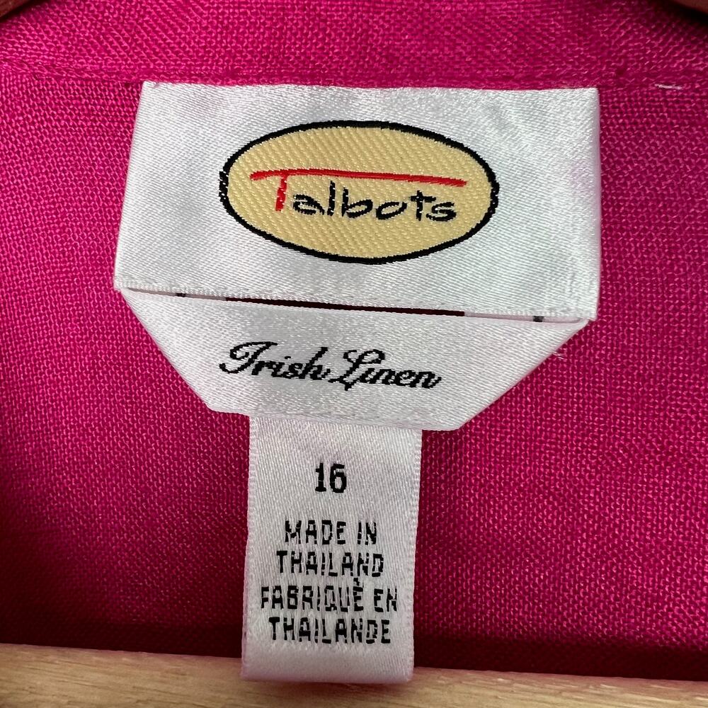 Talbots Women's Size 16 Raspberry Pink Irish Linen Button Up Long Sleeve Shirt - Picture 3 of 7